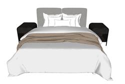 现代双人床SU模型