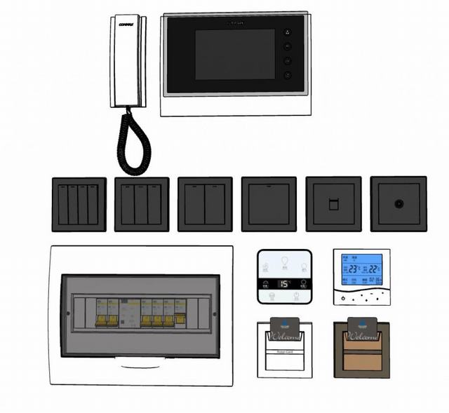 空气开关可视门铃酒店插卡SU模型