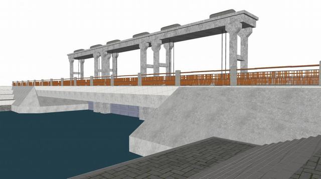 现代水坝水库水闸SU模型 1