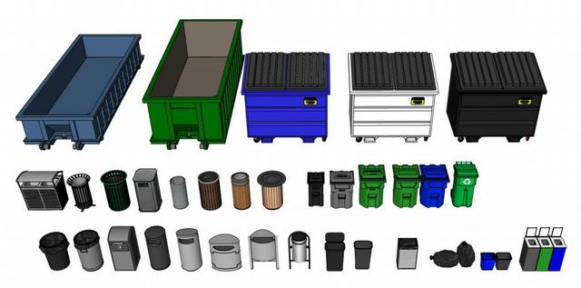 垃圾桶垃圾箱SU模型 1