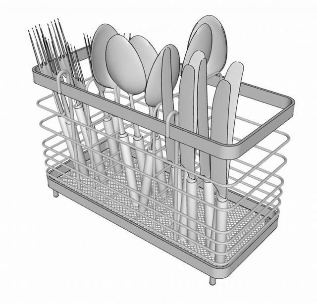 厨房勺子不锈钢架子SU模型 3