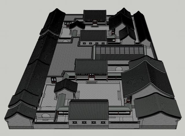 中式合院住宅的SU模型 1