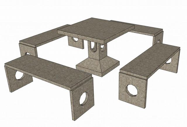 石桌石凳SU模型 1