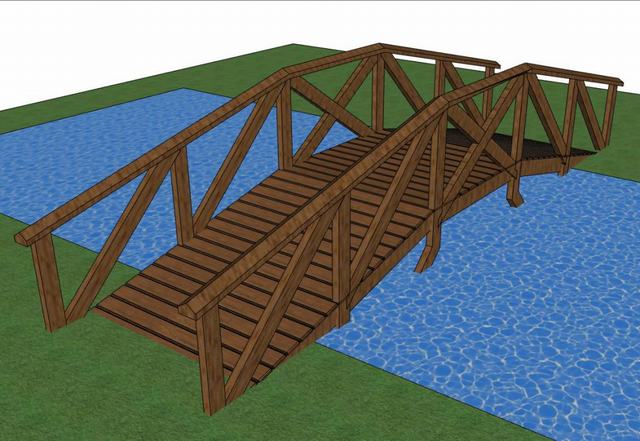 中式小木桥拱桥SU模型 1