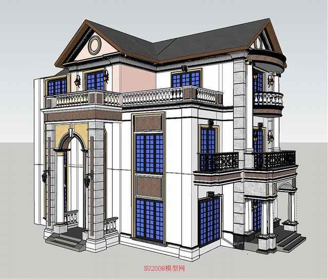 欧式独栋别墅的SU模型 2