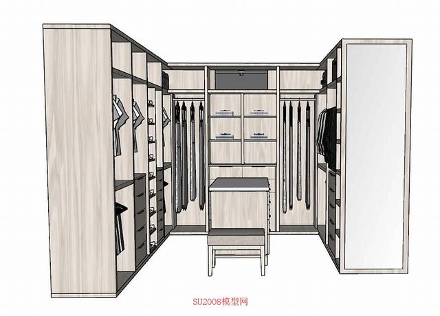 衣帽间的衣帽柜SU模型 1