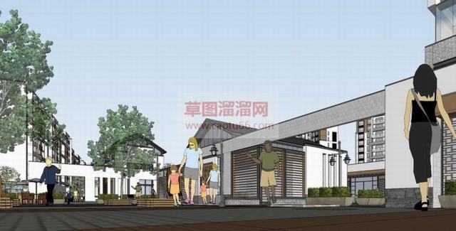 新中式建筑小区SU模型 6