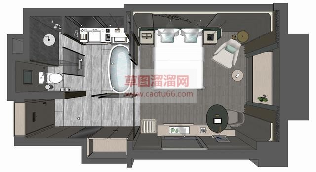 酒店套间室内SU模型 1