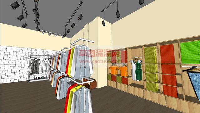 服装店室内SU模型 3