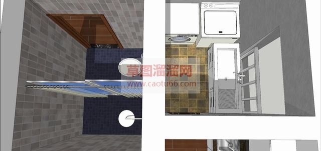 户型室内三房SU模型 4