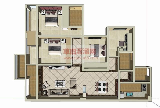 欧式室内家装SU模型 1