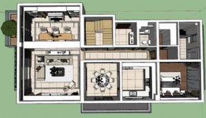 室内空间客厅SU模型 免费sketchup模型下载