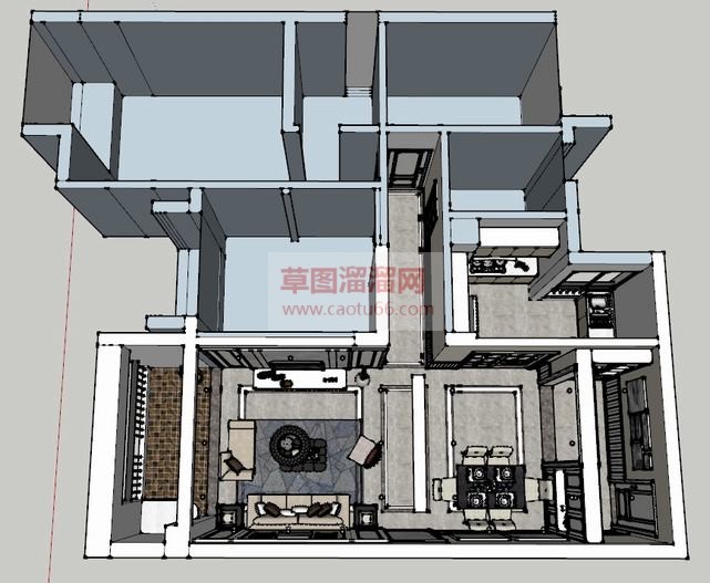 欧式工业风室SU模型 1