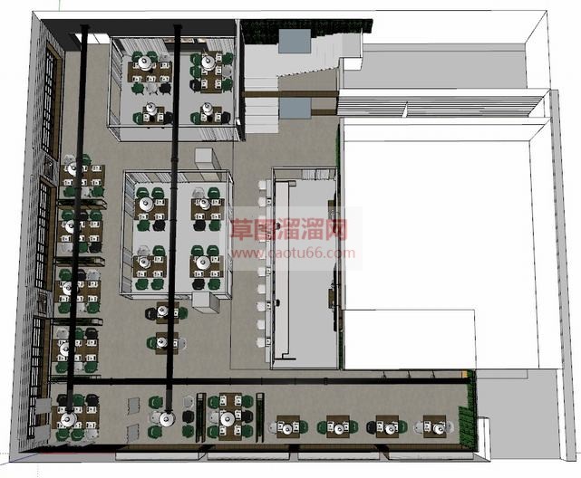 咖啡厅室内SU模型 1