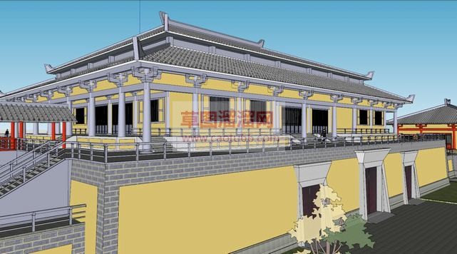 汉唐风格古建SU模型 2