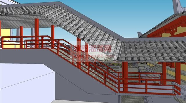 汉唐风格古建SU模型 5