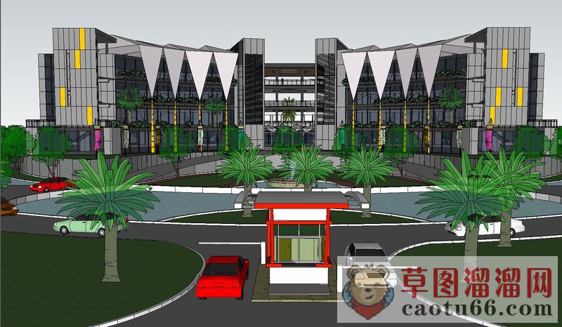 酒店景观建筑SU模型 1