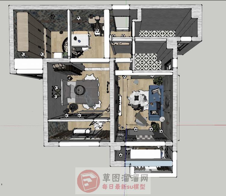 北欧室内家装SU模型 1