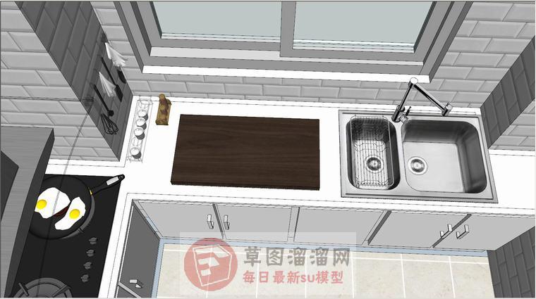 现代轻奢户型SU模型 4