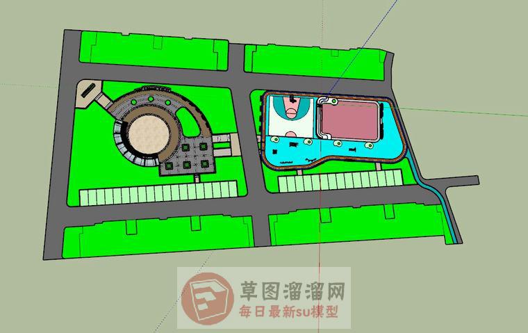 乡村广场SU模型 1