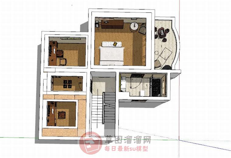 中式家装公寓SU模型 1