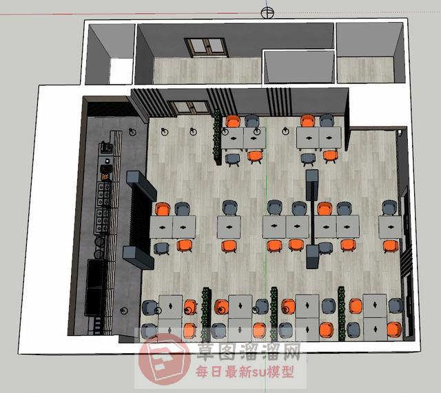 餐厅饮食店餐饮店SU模型 1