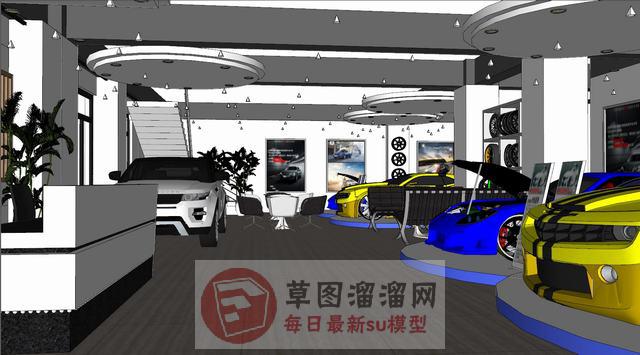 汽车4S店销售店SU模型 1