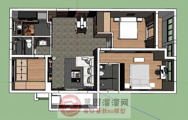 现代简约家装SU模型 1