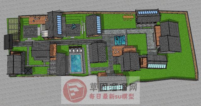 民宿游乐区住宅SU模型 1