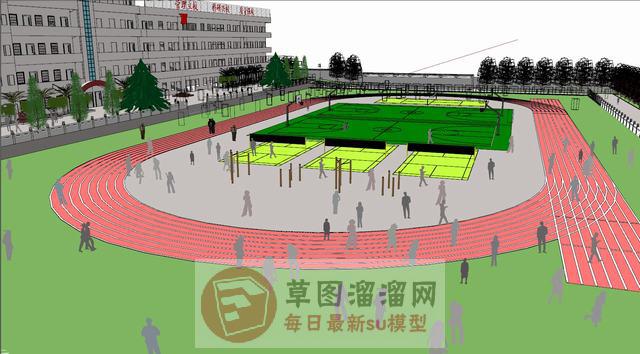 新中式学校校园SU模型 5