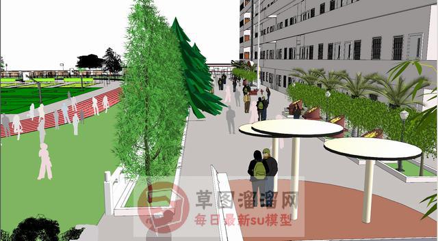 新中式学校校园SU模型 6