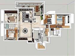 四房家装户型SU模型