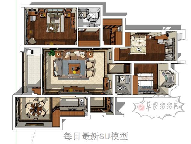 古典欧式风格家装SU模型 1