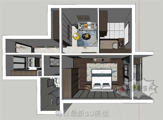 户型室内家装SU模型 1