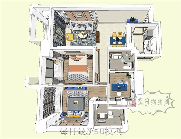 北欧风格室内家装SU模型 1