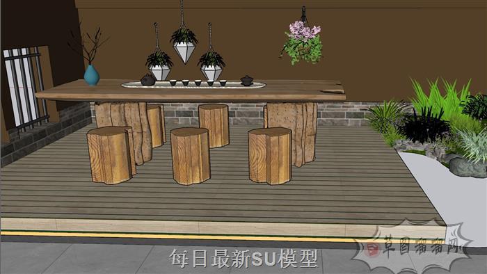 庭院屋顶花园景观SU模型 5