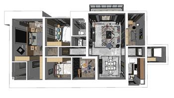 公寓室内家装SU模型 免费sketchup模型下载