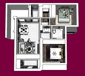 两室小户型家装SU模型