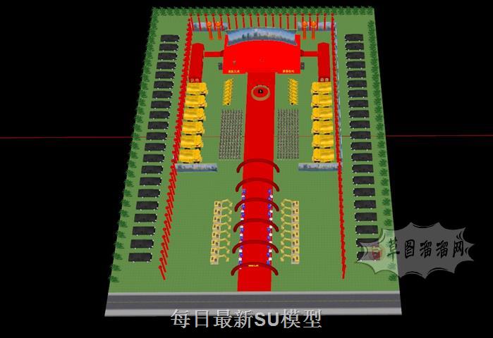 奠基典礼舞台SU模型 1