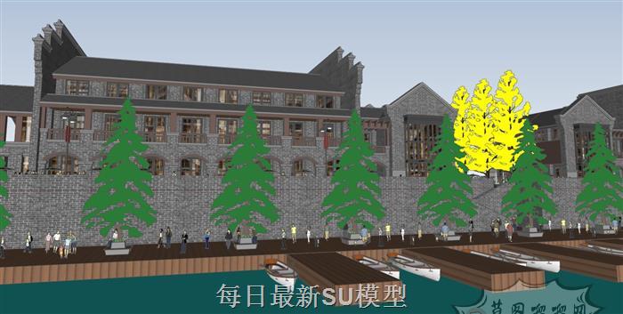 滨水民国商业街SU模型 2