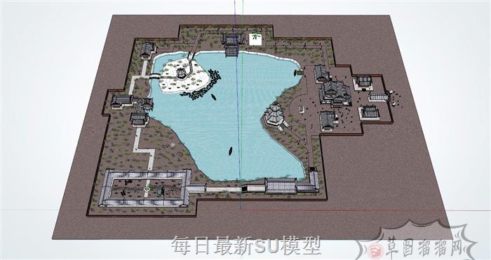 古建园林公园SU模型 1