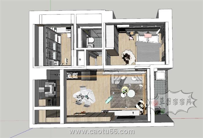 公寓家装户型SU模型 1