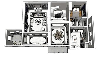 法式别墅室内SU模型