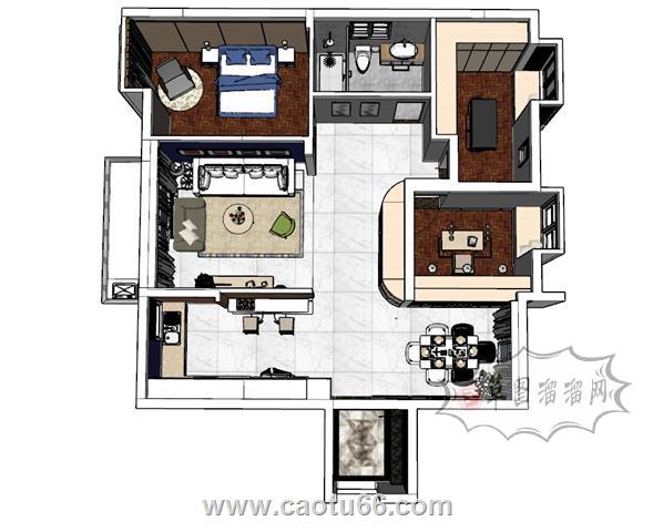 家装户型SU模型 1
