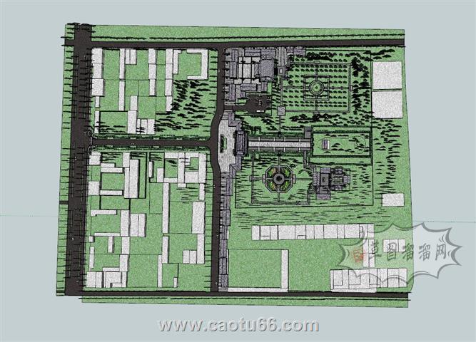 中式公园古建SU模型 1