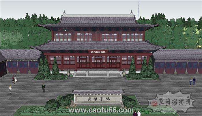 中式公园古建SU模型 2