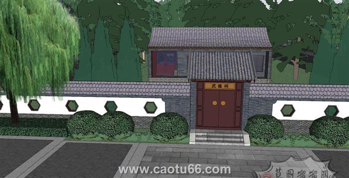 中式公园古建SU模型 4