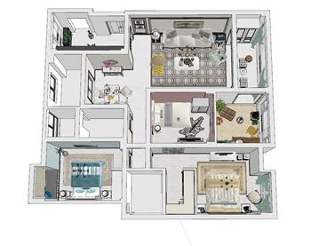 家装户型SU模型 免费sketchup模型下载