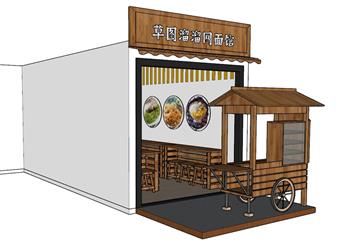 奶茶店面馆饮品店SU模型 免费sketchup模型下载