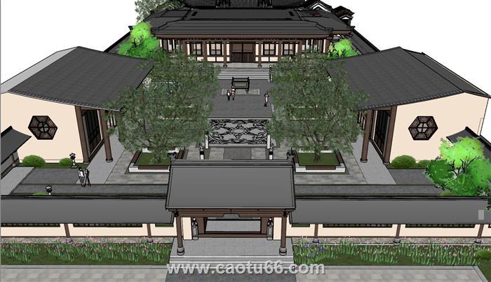 开山寺寺庙佛教SU模型 2